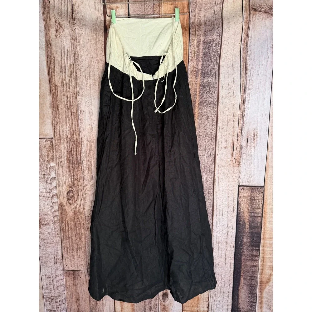 Abercrombie & Fitch Dress Colorblock Maxi Coastal Resort Black Cream Small NWT